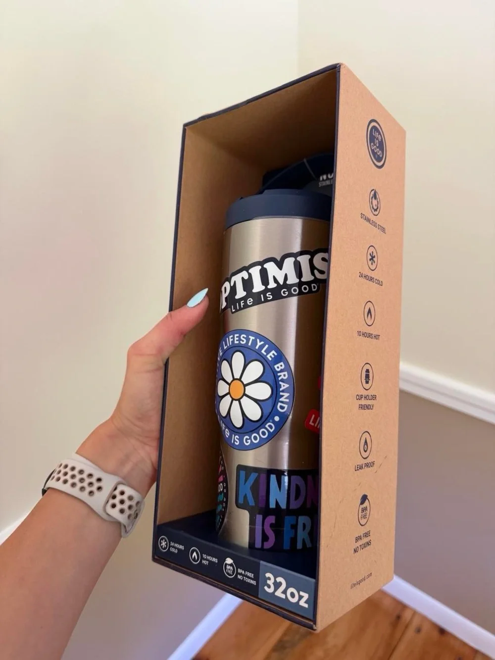 Life Is Good Brown & Blue Optimist 32oz Travel Tumbler